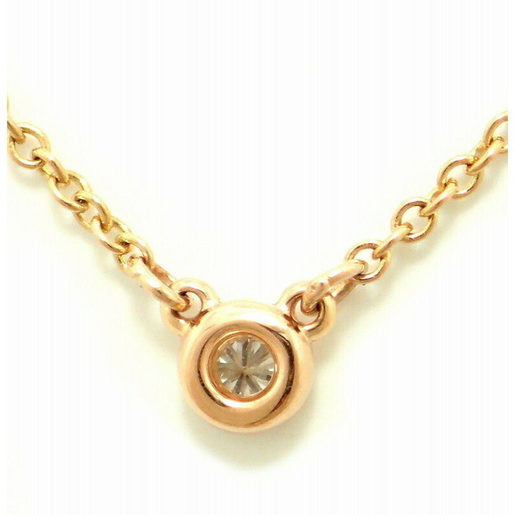 Tiffany Elsa Peretti Visor Yard Pink Gold Diamond Pendant Necklace - Picture 2 of 9